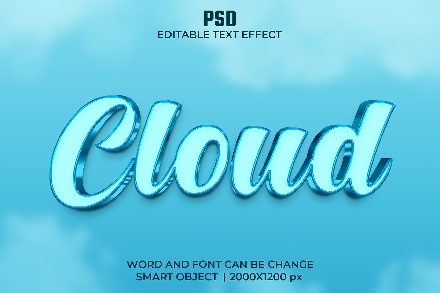 Cloud 3d Editable Psd Text Effectcover image.