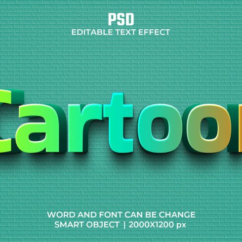 Cartoon 3d Editable Psd Text Effectcover image.