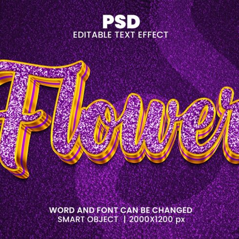 Flower 3D Text Effect for photoshopcover image.