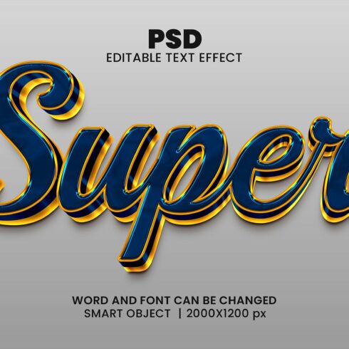 Super golden 3d Editable Text Effectcover image.