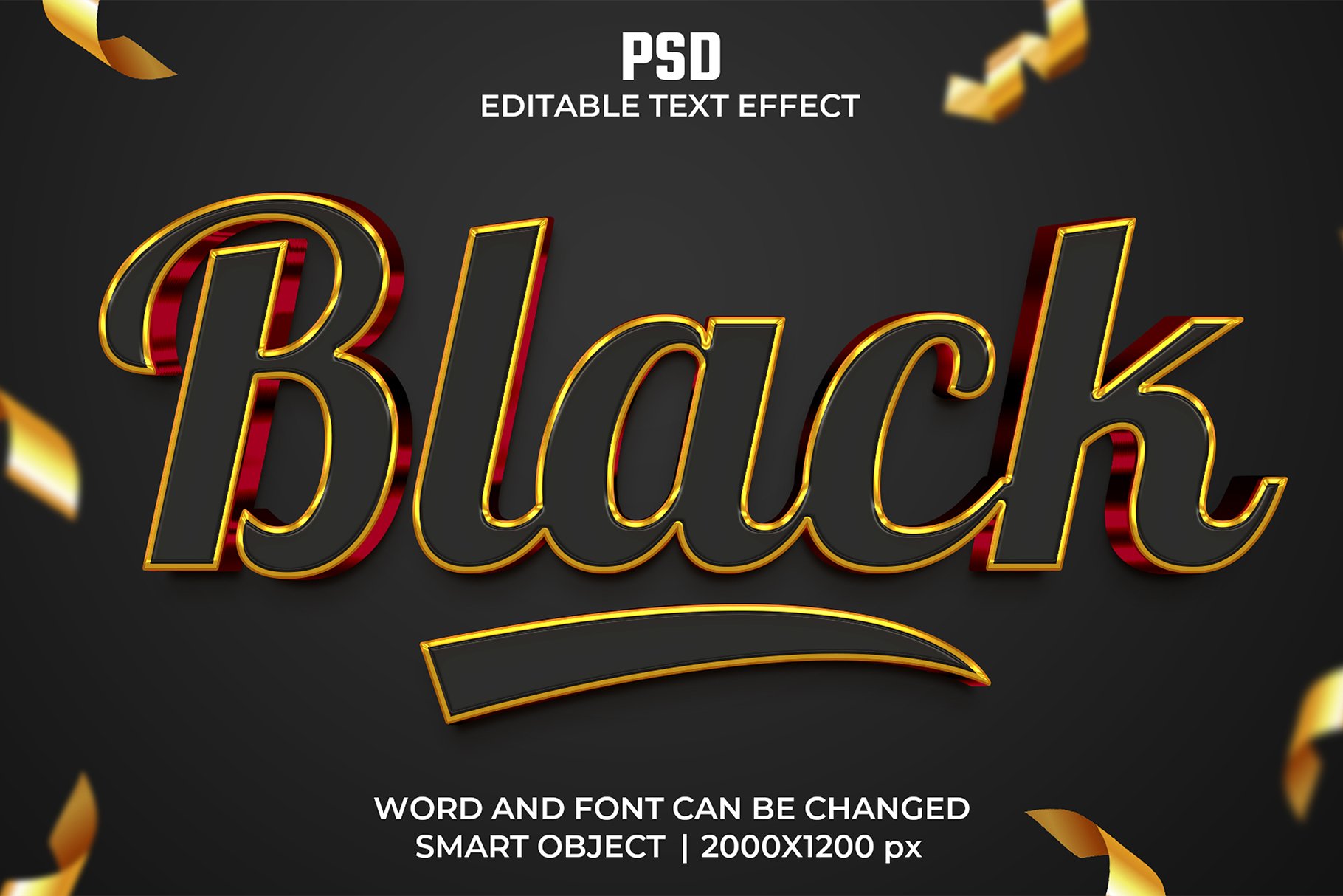 Black luxury 3d Editable Text Effectcover image.