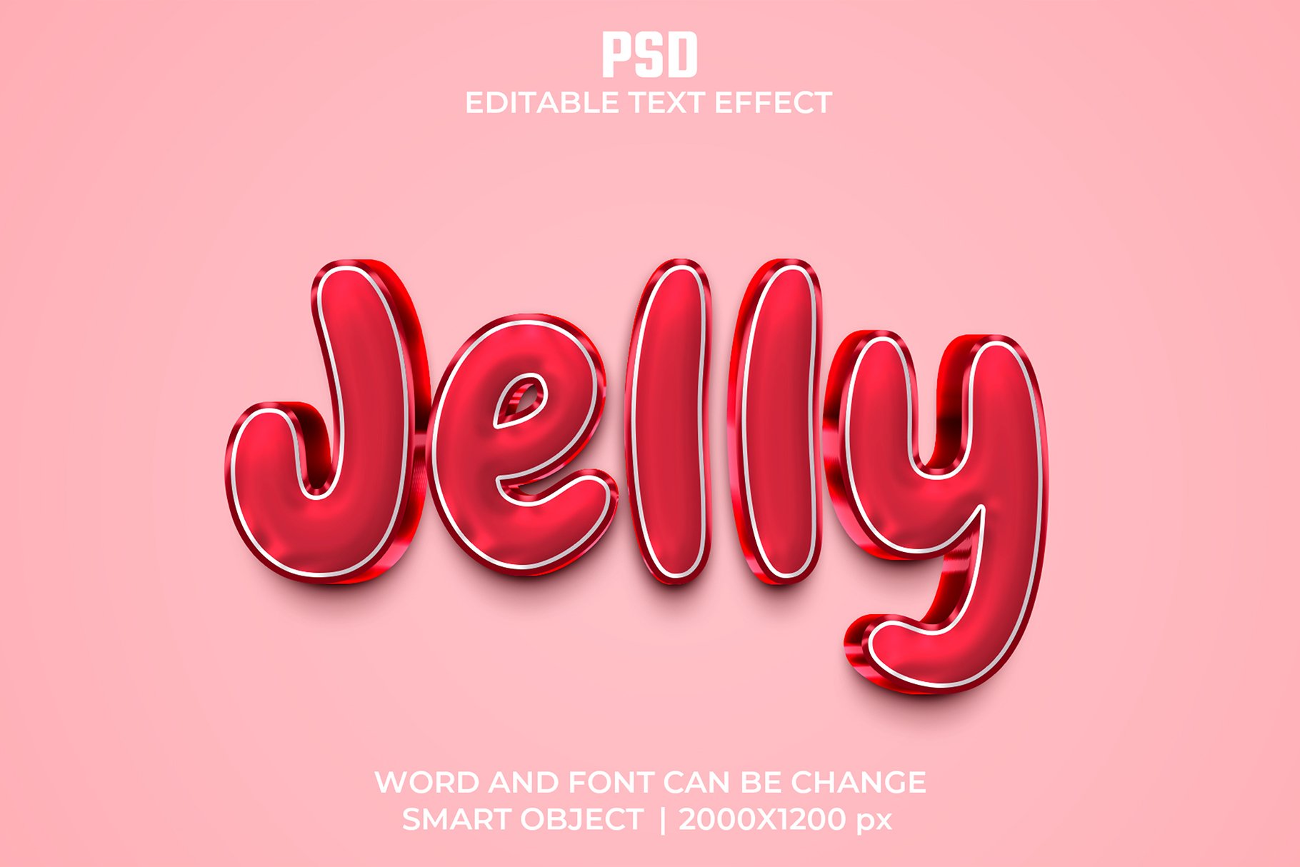 Jelly red 3d Psd Text Effectcover image.