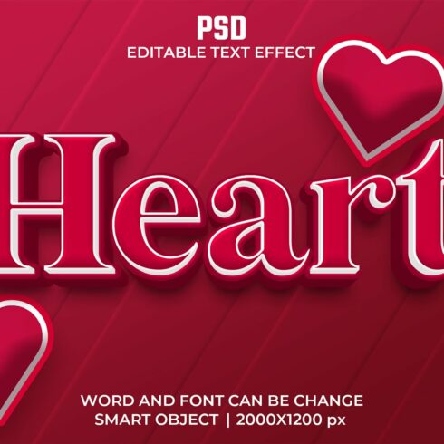 Heart 3d Editable Psd Text Effectcover image.