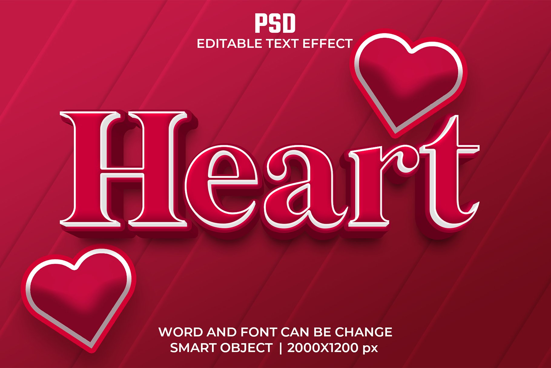 Heart 3d Editable Psd Text Effectcover image.