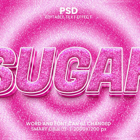 Sugar 3D Text Effect for photoshopcover image.