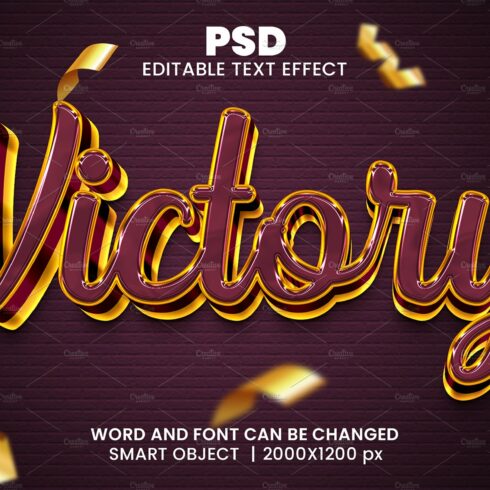 Victory 3d Editable Psd Text Effectcover image.