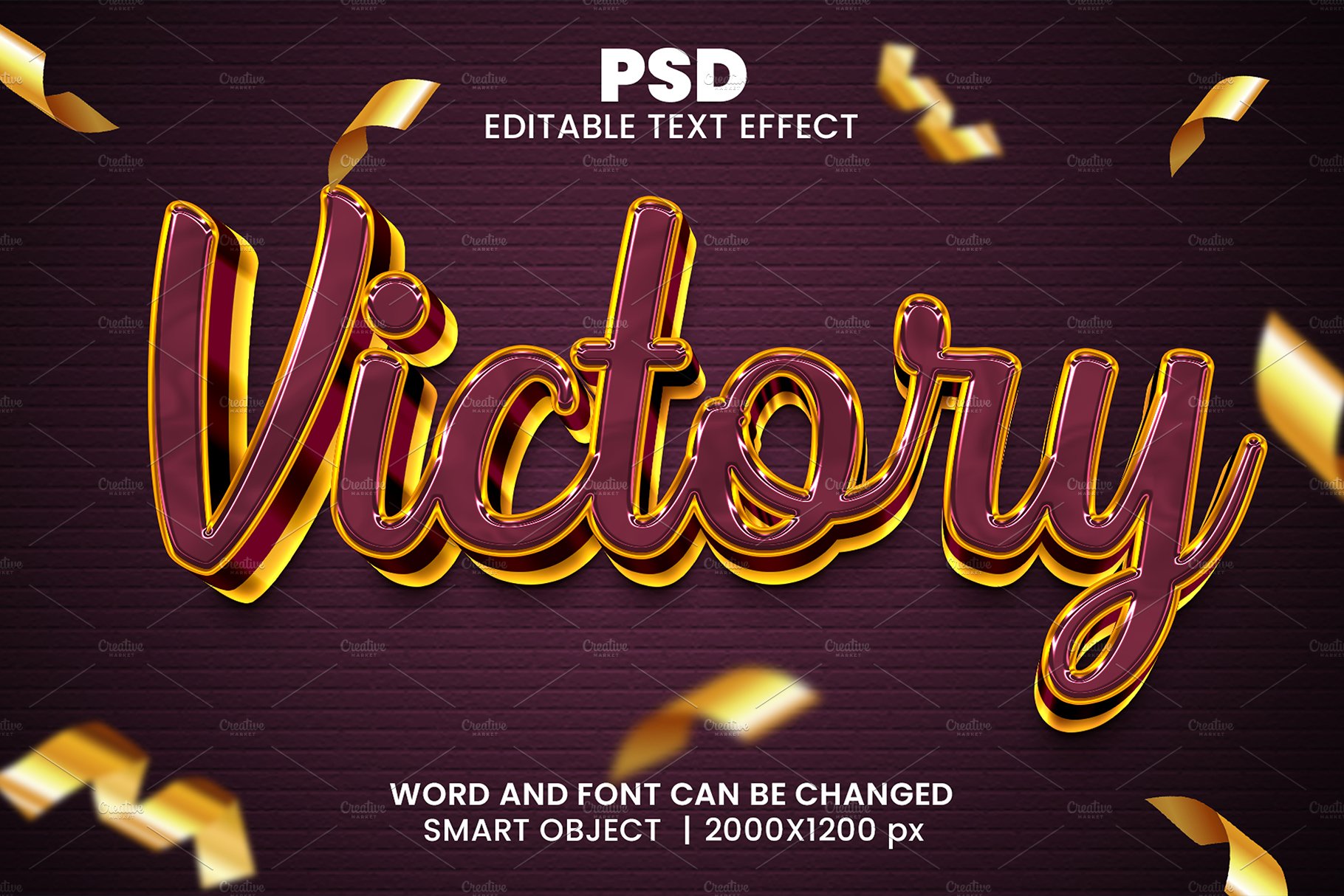 Victory 3d Editable Psd Text Effectcover image.