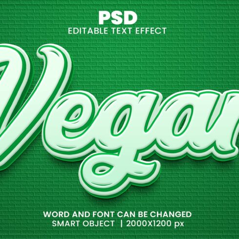 Vegan 3d Editable Text Effect Stylecover image.