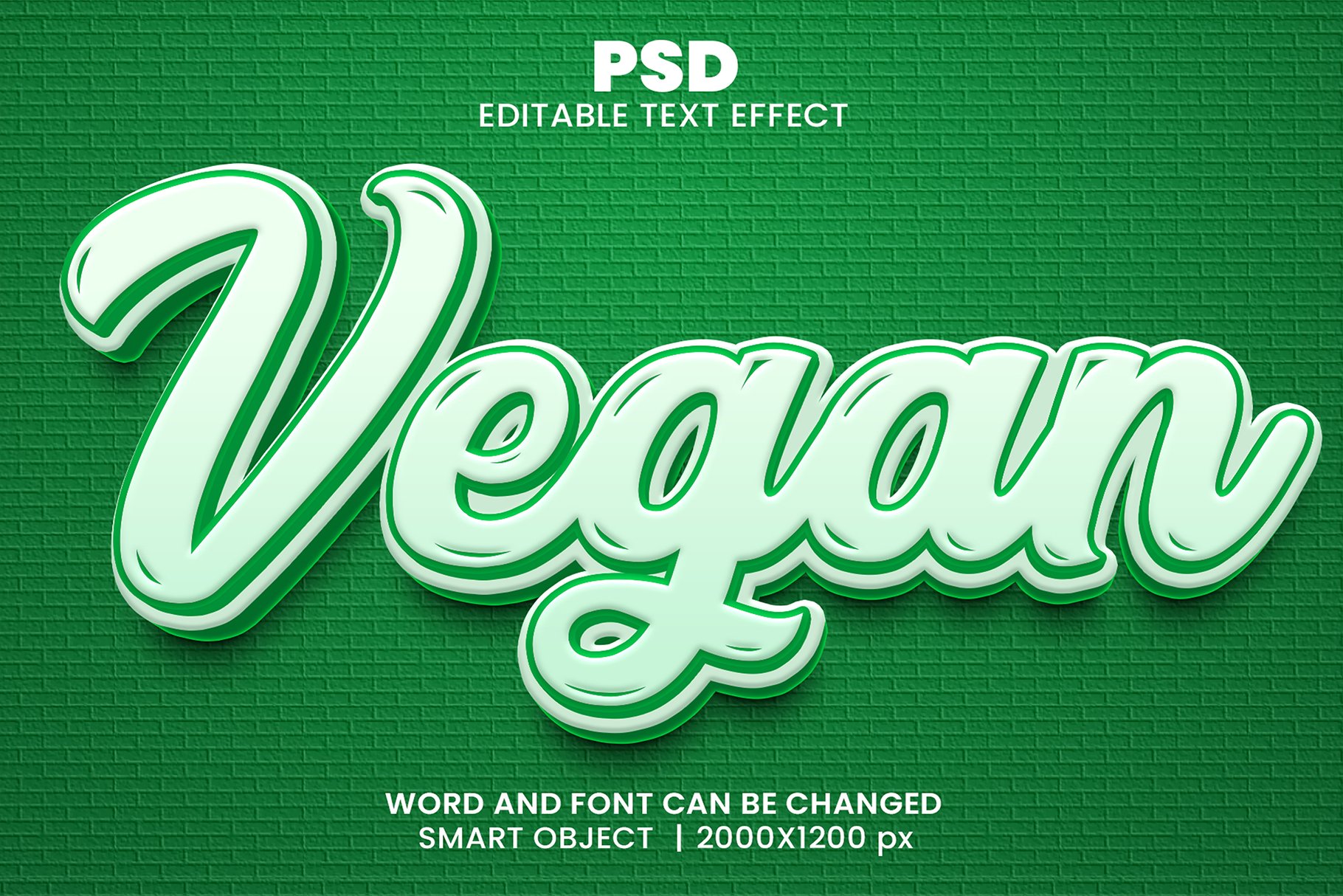 Vegan 3d Editable Text Effect Stylecover image.