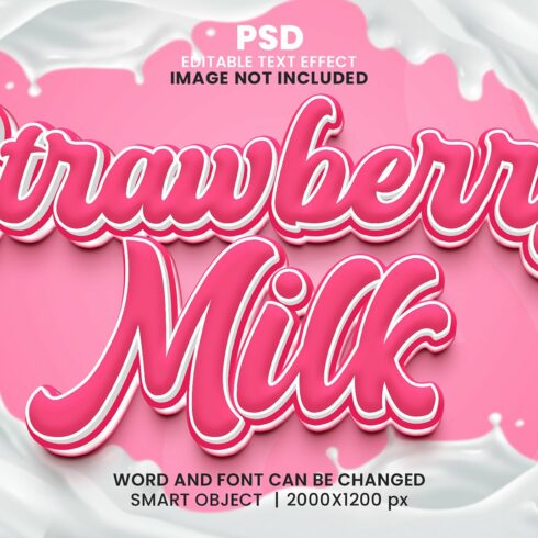 Strawberry milk 3d Text Effect Stylecover image.