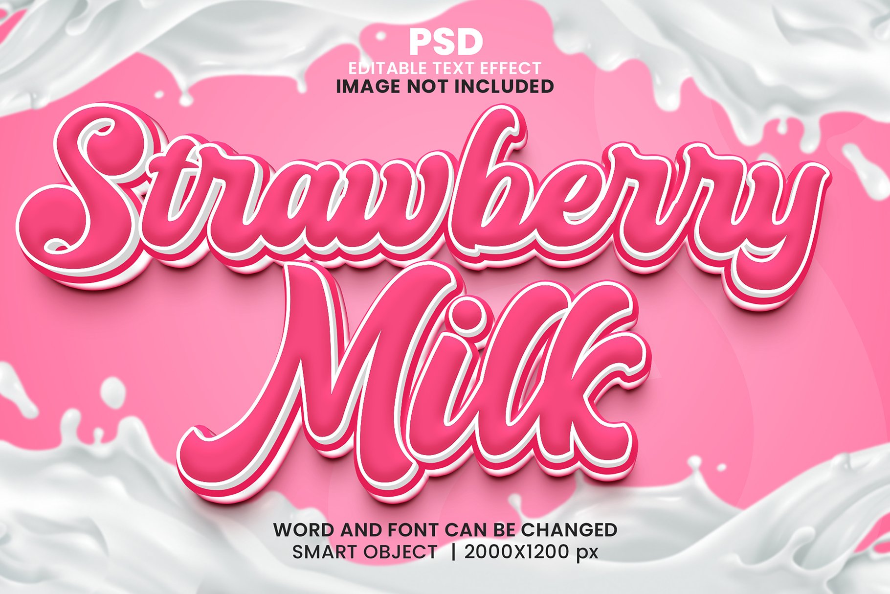 Strawberry milk 3d Text Effect Stylecover image.