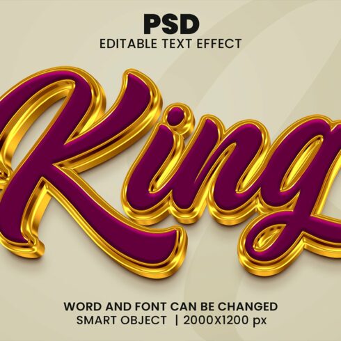 King 3d Golden Text Effect Stylecover image.