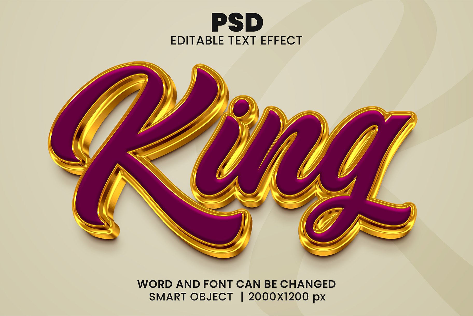 King 3d Golden Text Effect Stylecover image.
