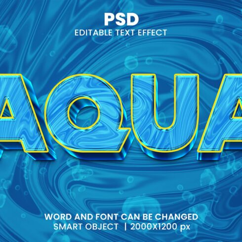Aqua 3d Editable Psd Text Effectcover image.