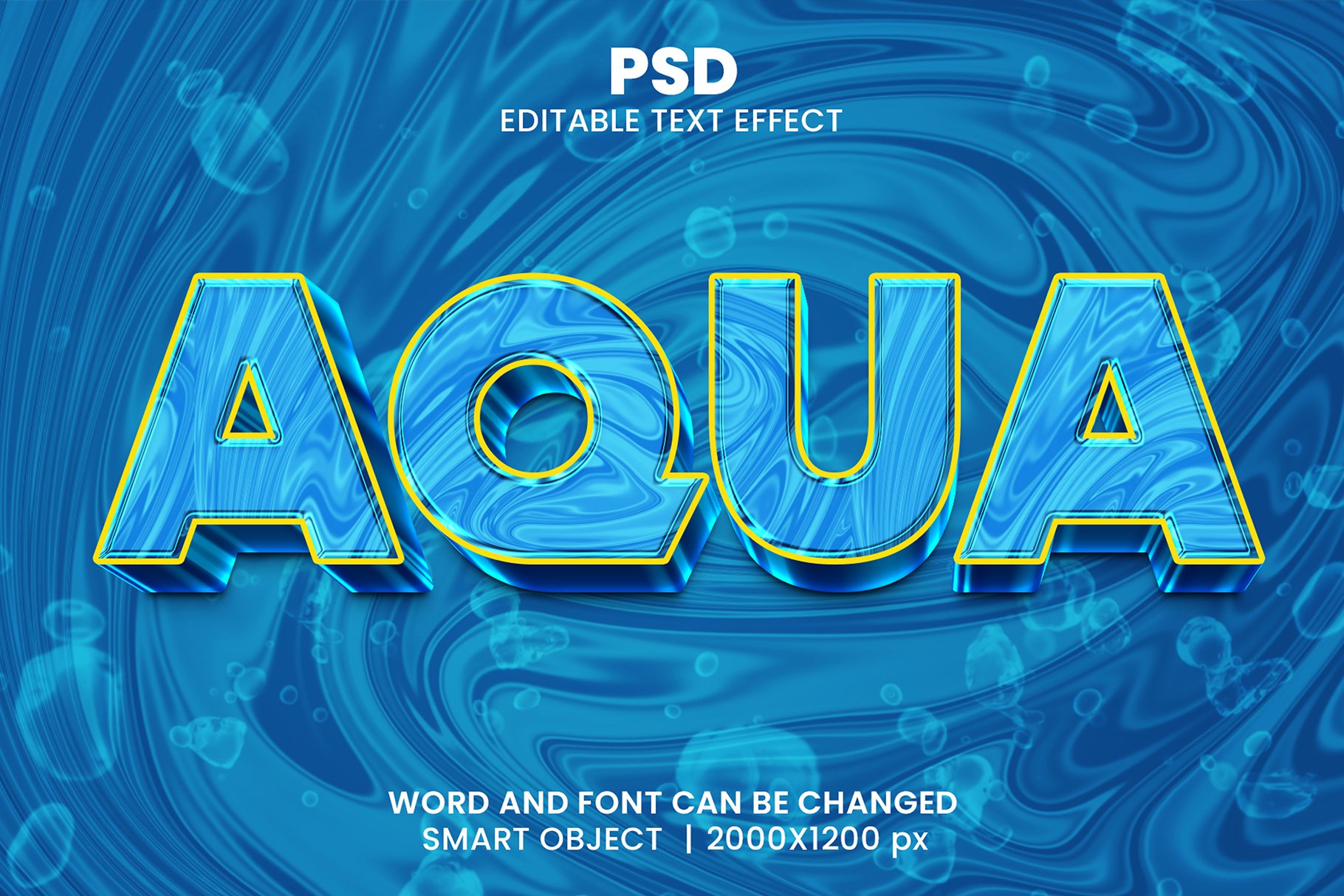 Aqua 3d Editable Psd Text Effectcover image.