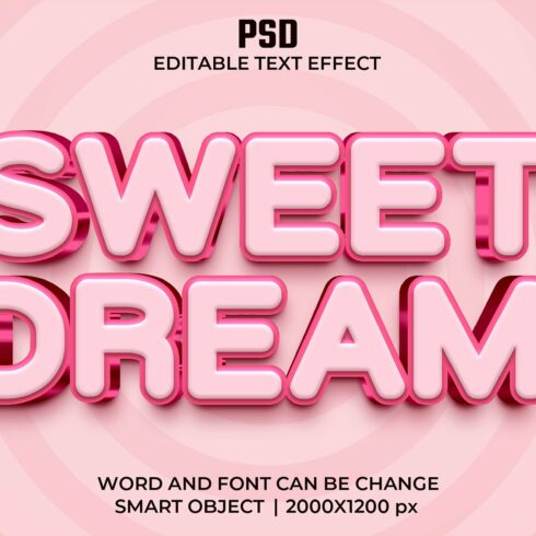Sweet dream 3d Editable Text Effectcover image.