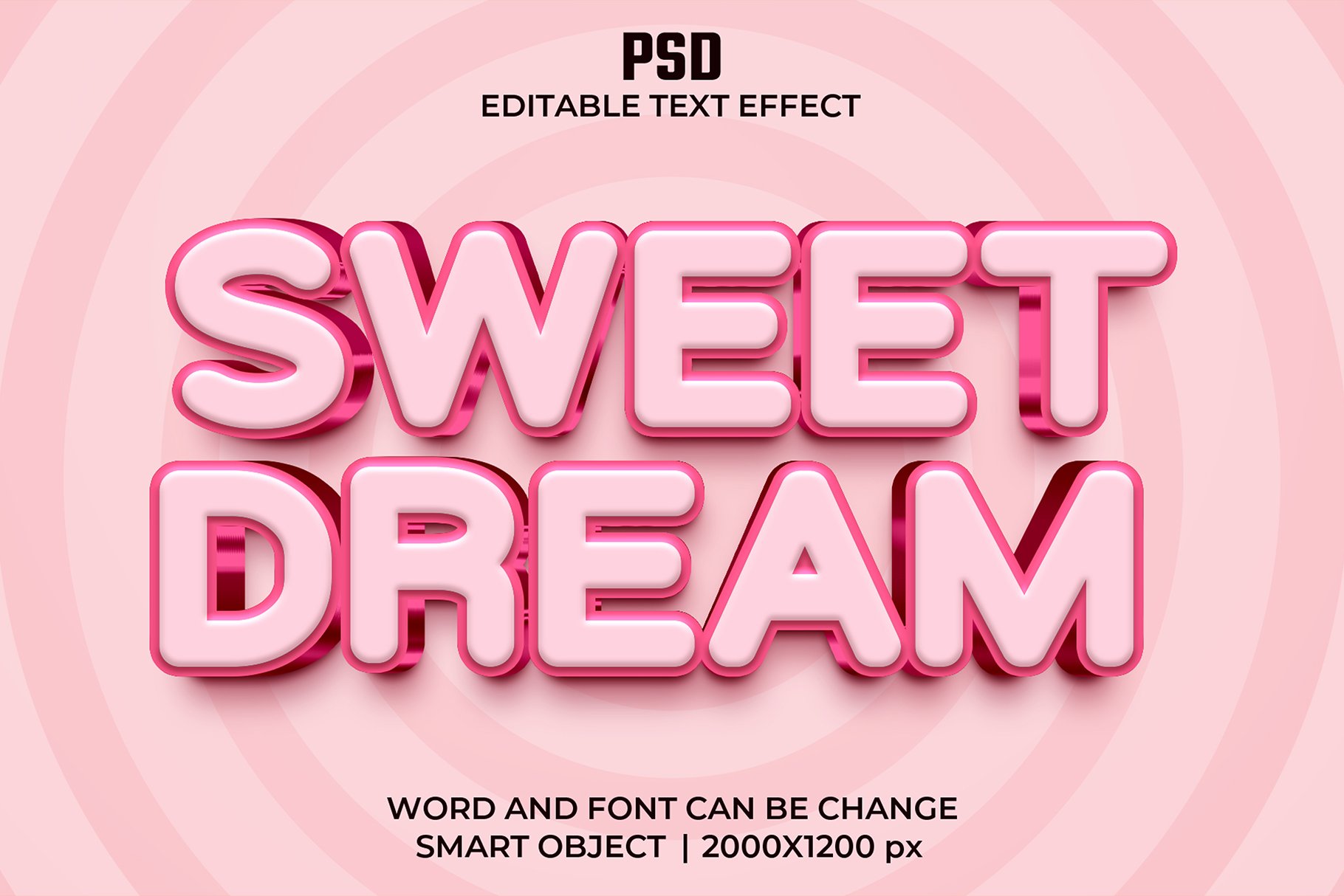 Sweet dream 3d Editable Text Effectcover image.