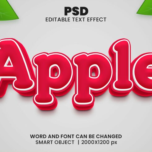 Apple 3d Editable Text Effect Stylecover image.