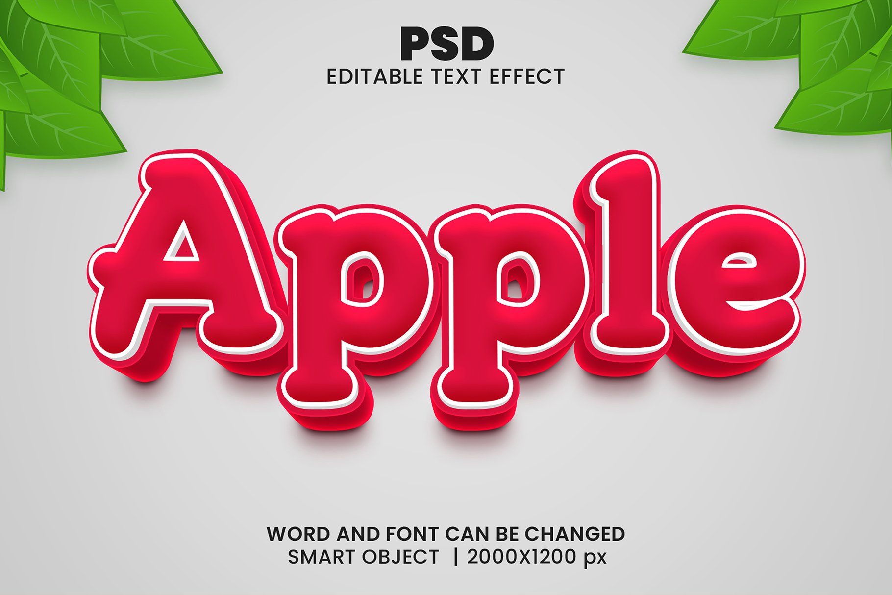 Apple 3d Editable Text Effect Stylecover image.