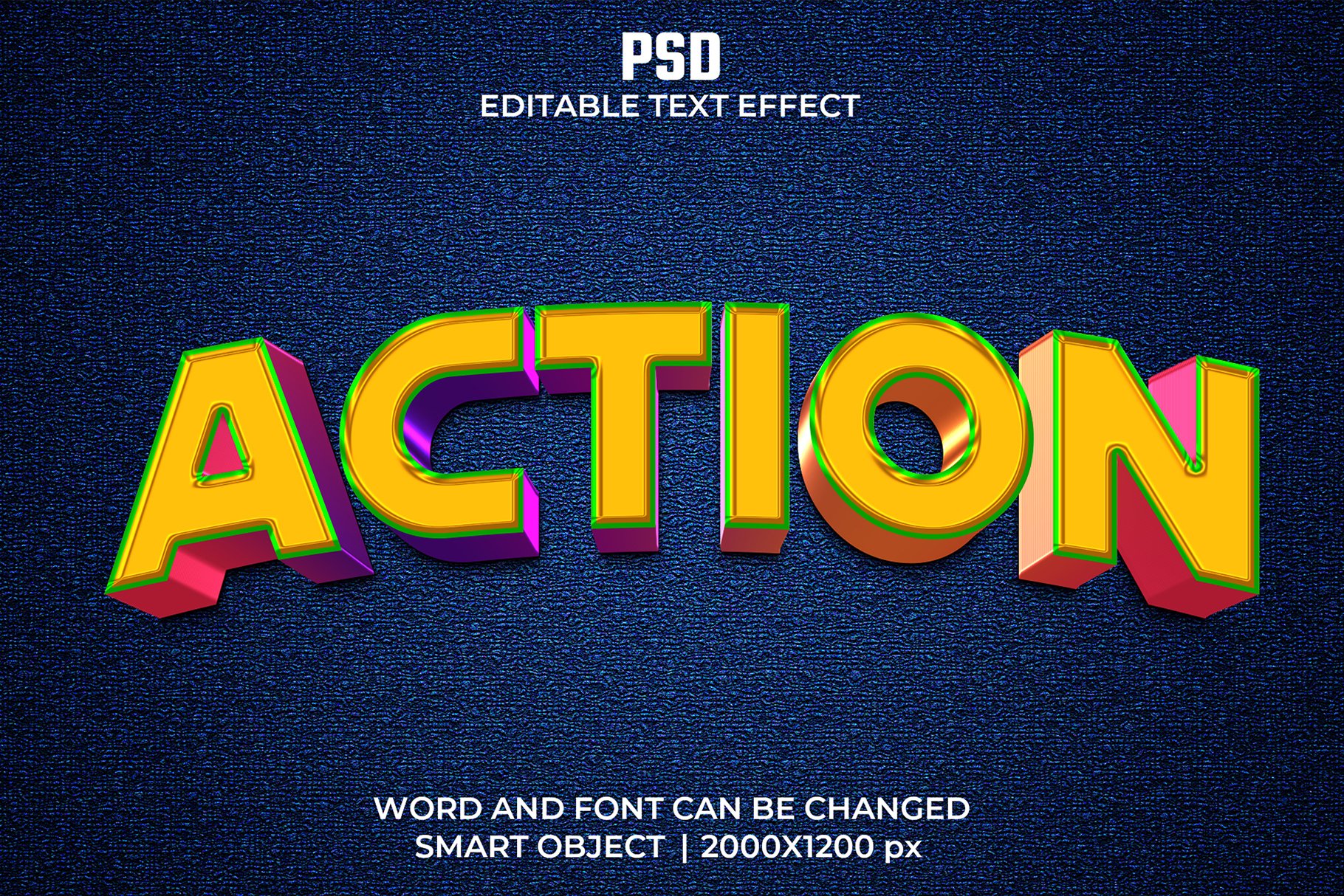 Action 3d Editable Text Effectcover image.