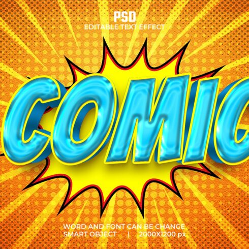 Comic 3d Editable Psd Text Effectcover image.