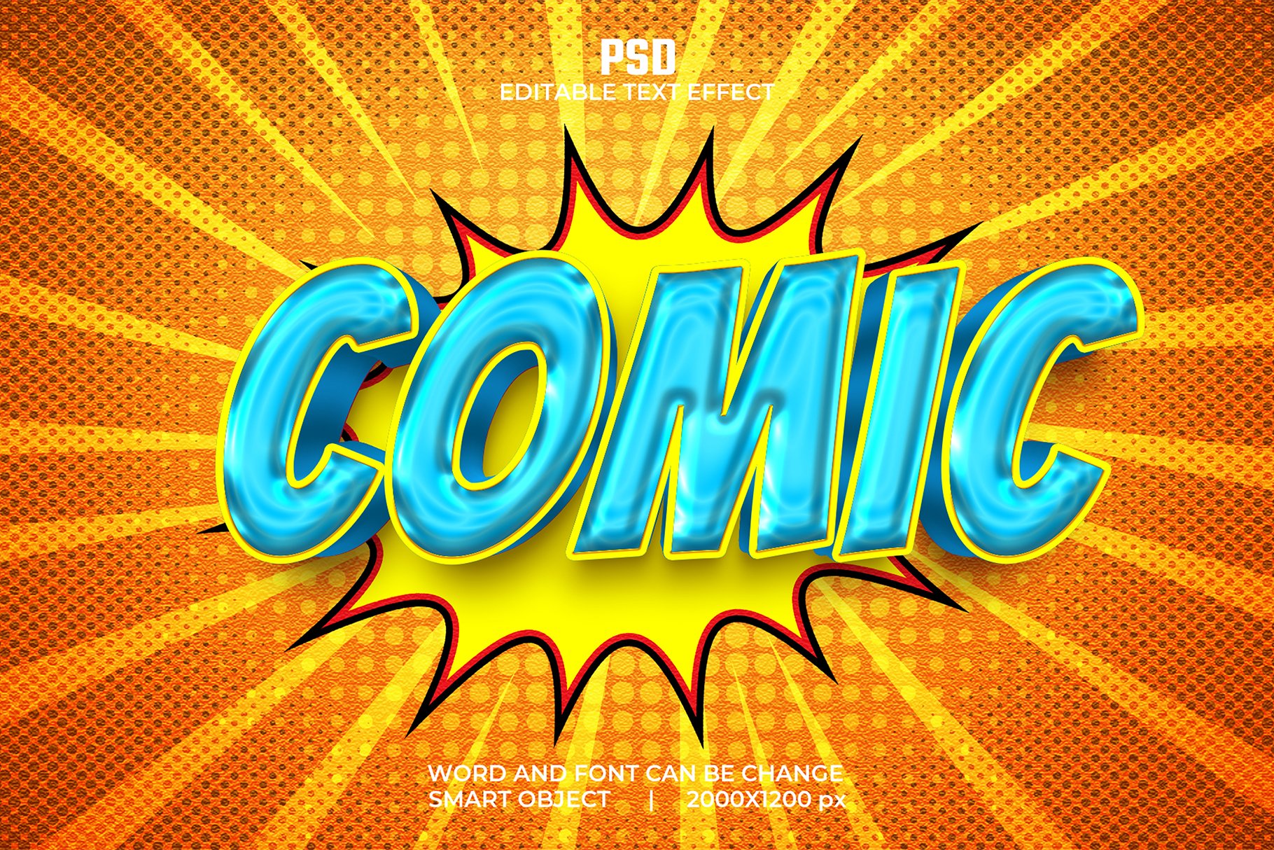 Comic 3d Editable Psd Text Effectcover image.