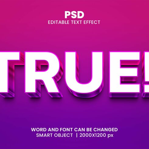 True 3d Editable Text Effect Stylecover image.