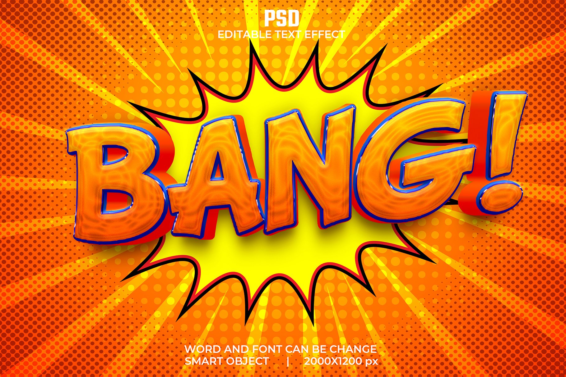 Bang comic 3d Psd Text Effectcover image.