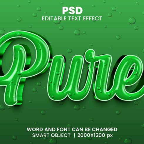 Pure 3D Text Effect for photoshopcover image.