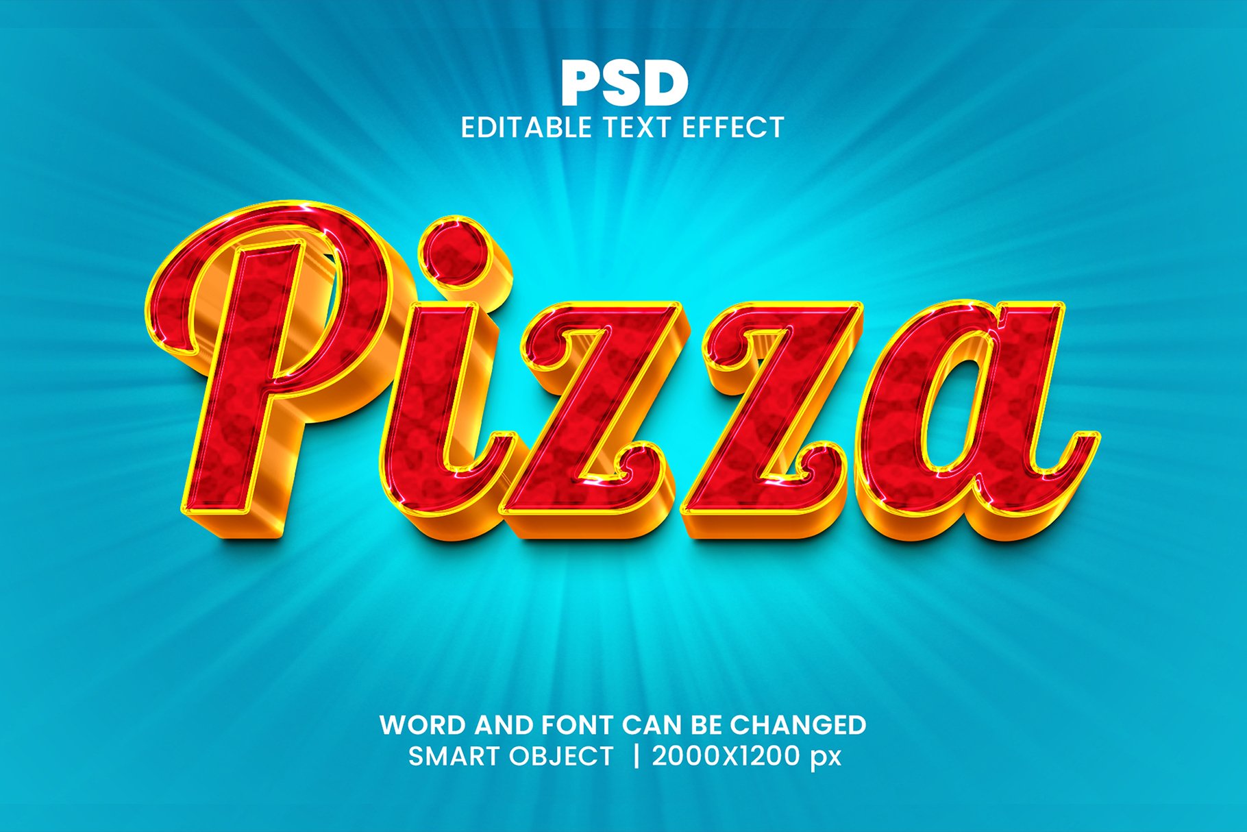 Pizza 3d Editable Text Effect Stylecover image.