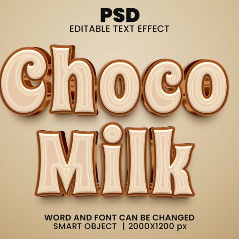 Choco milk 3d Editable Text Effectcover image.