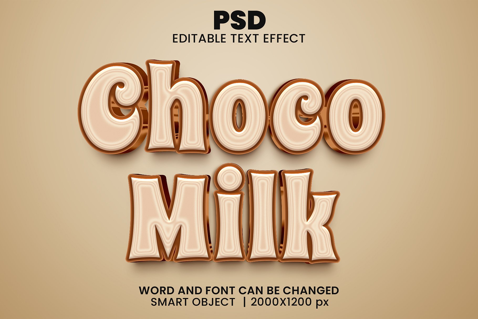 Choco milk 3d Editable Text Effectcover image.
