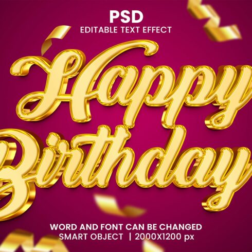 Happy birthday 3d Text Effectcover image.