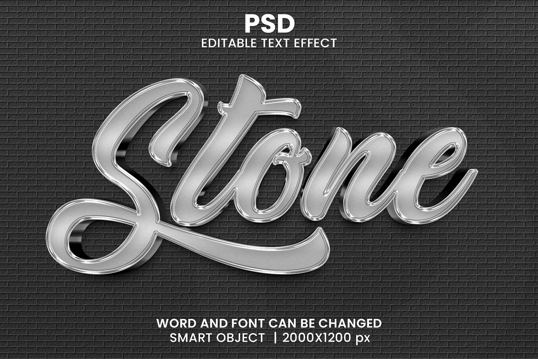 Stone 3d Editable Psd Text Effectcover image.