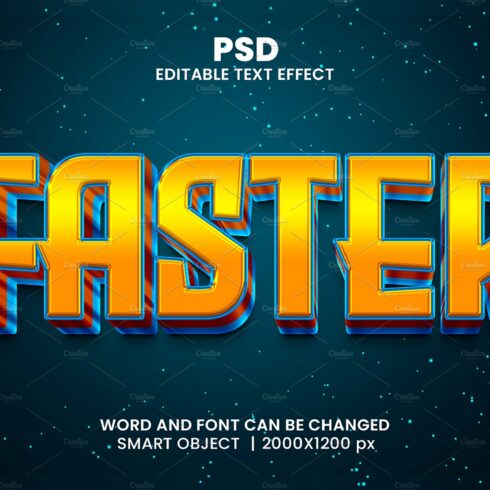 Faster 3d Editable Psd Text Effectcover image.