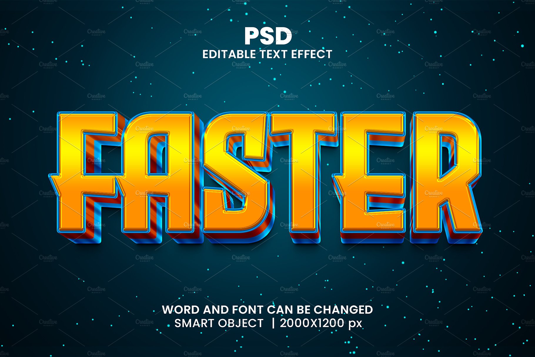 Faster 3d Editable Psd Text Effectcover image.