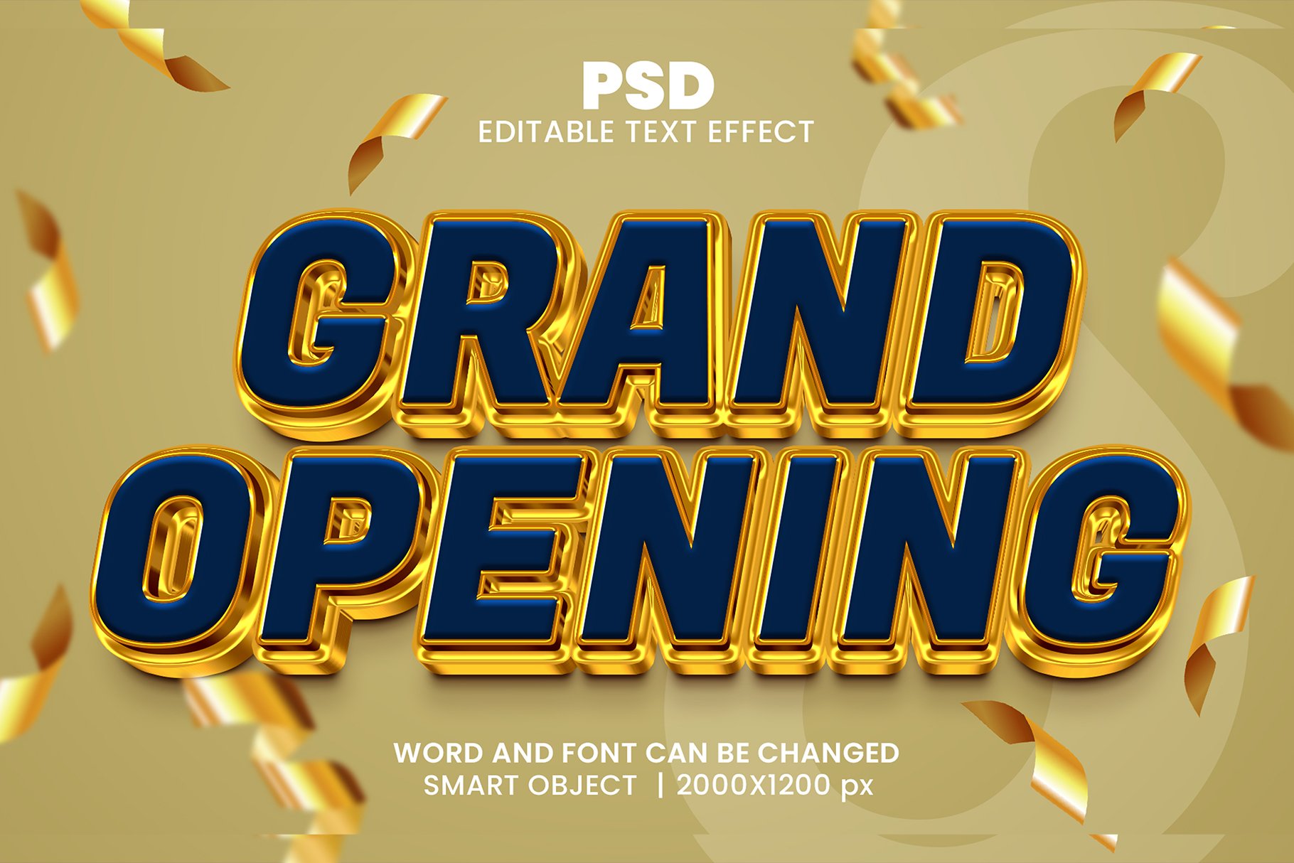 Grand opening golden 3d Text Effectcover image.