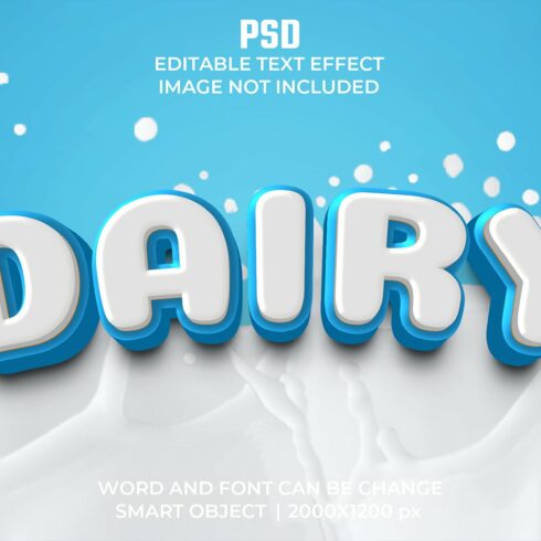 Dairy 3d Editable Psd Text Effectcover image.