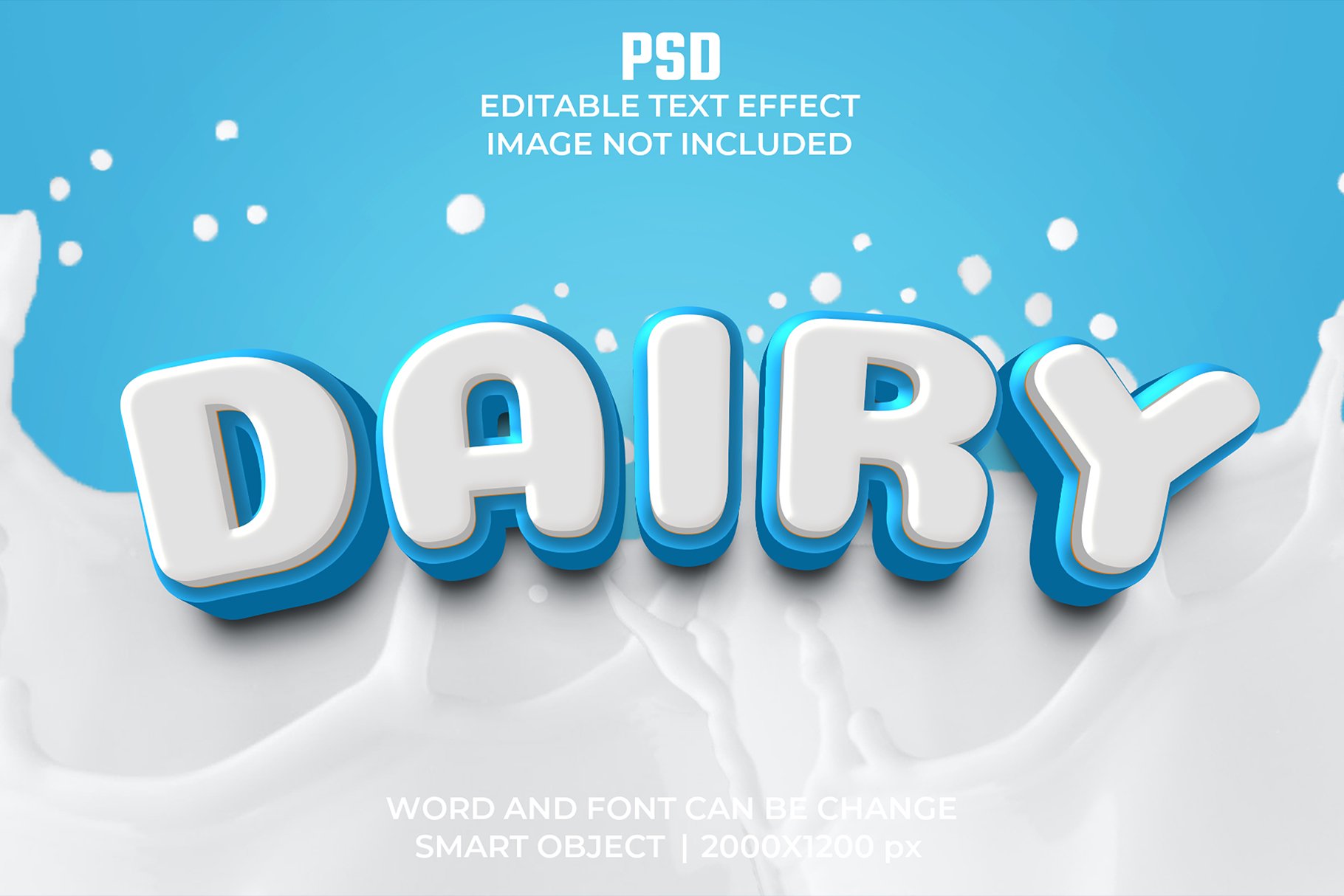 Dairy 3d Editable Psd Text Effectcover image.