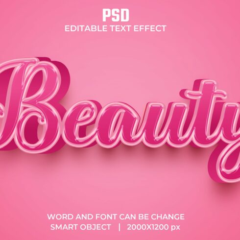 Beauty 3d Editable Psd Text Effectcover image.