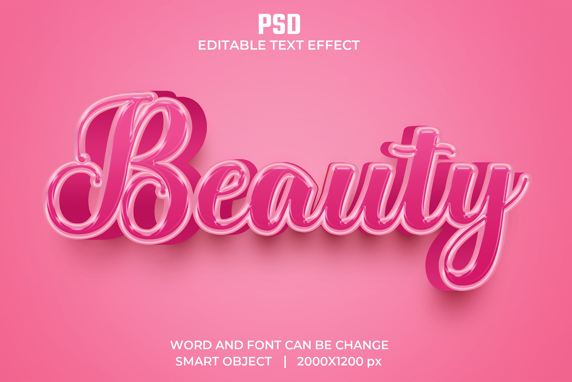 Beauty 3d Editable Psd Text Effectcover image.