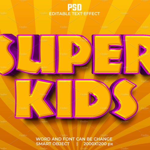 Super kids 3d Psd Text Effectcover image.