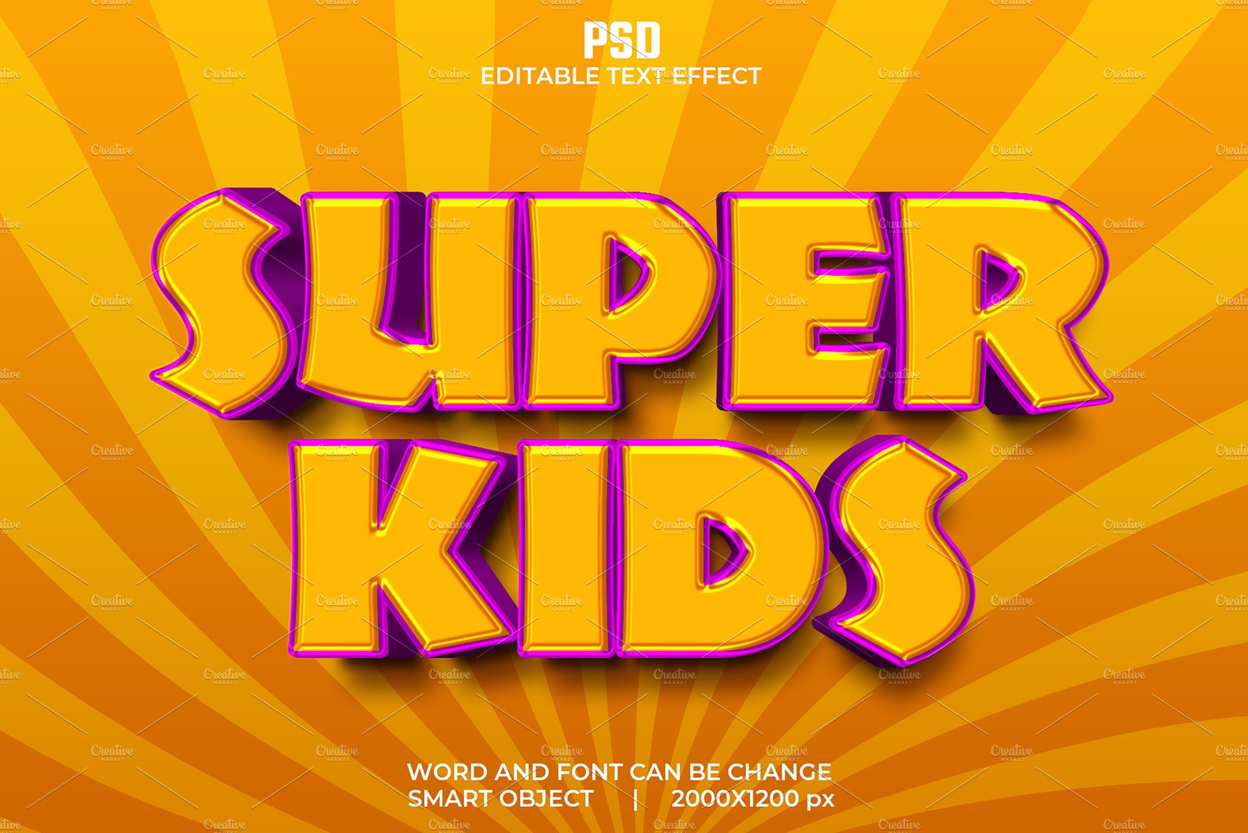 Super kids 3d Psd Text Effectcover image.