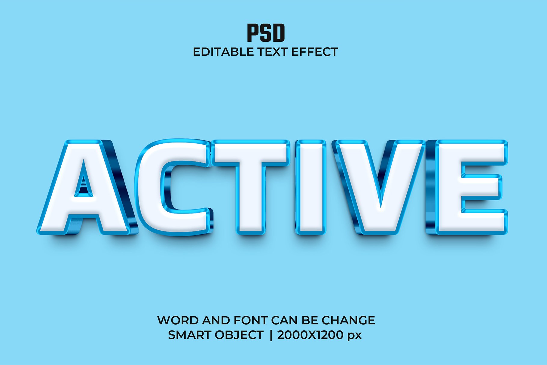 Active Blue 3d Editable Text Effectcover image.