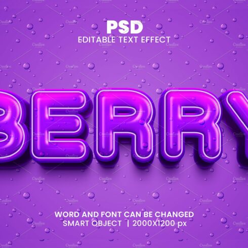 Berry 3D Text Effect for photoshopcover image.