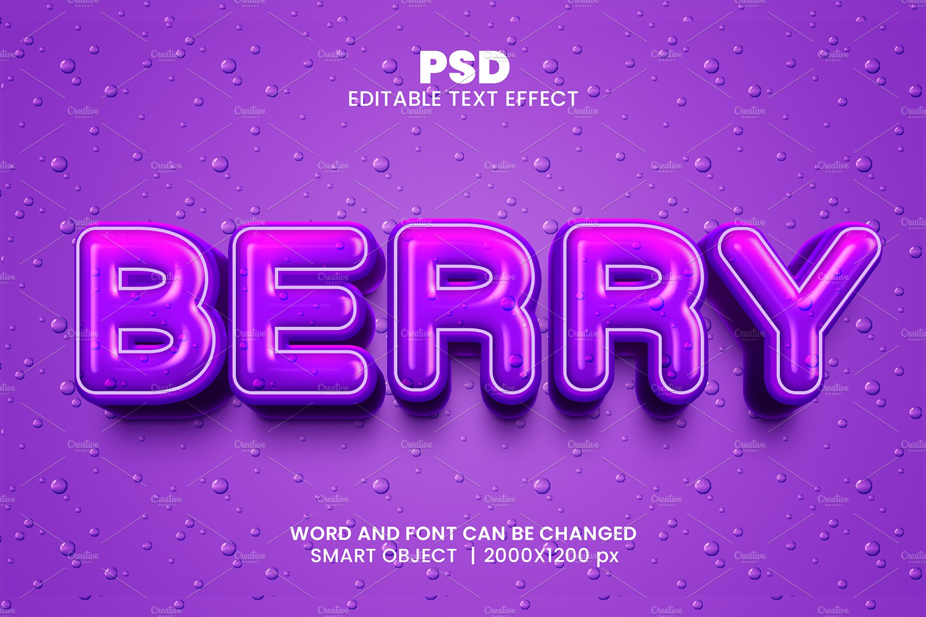 Berry 3D Text Effect for photoshopcover image.