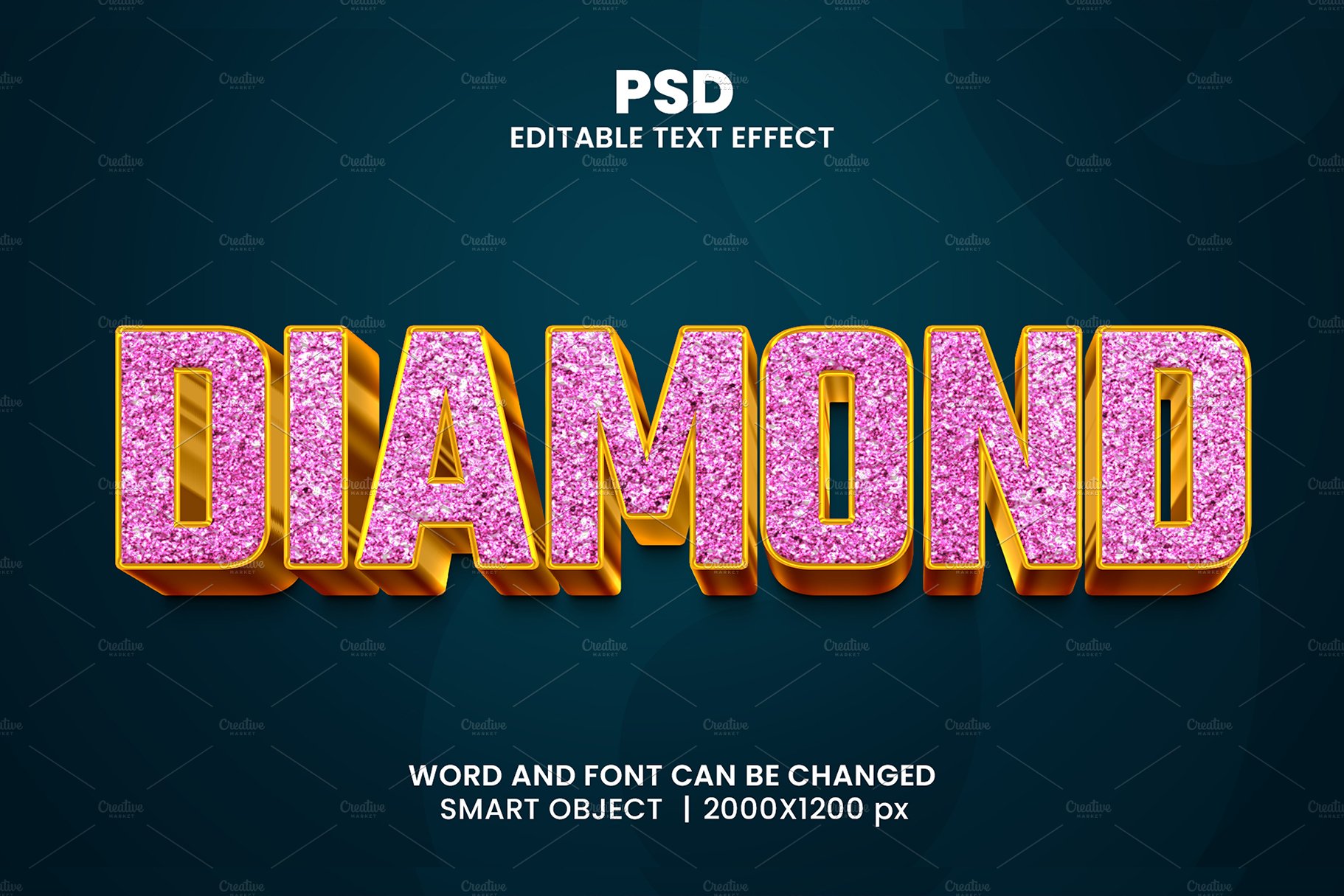 Diamond 3D Text Effect for photoshopcover image.