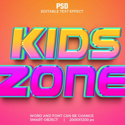 Kids Zone Editable Psd Text Effectcover image.