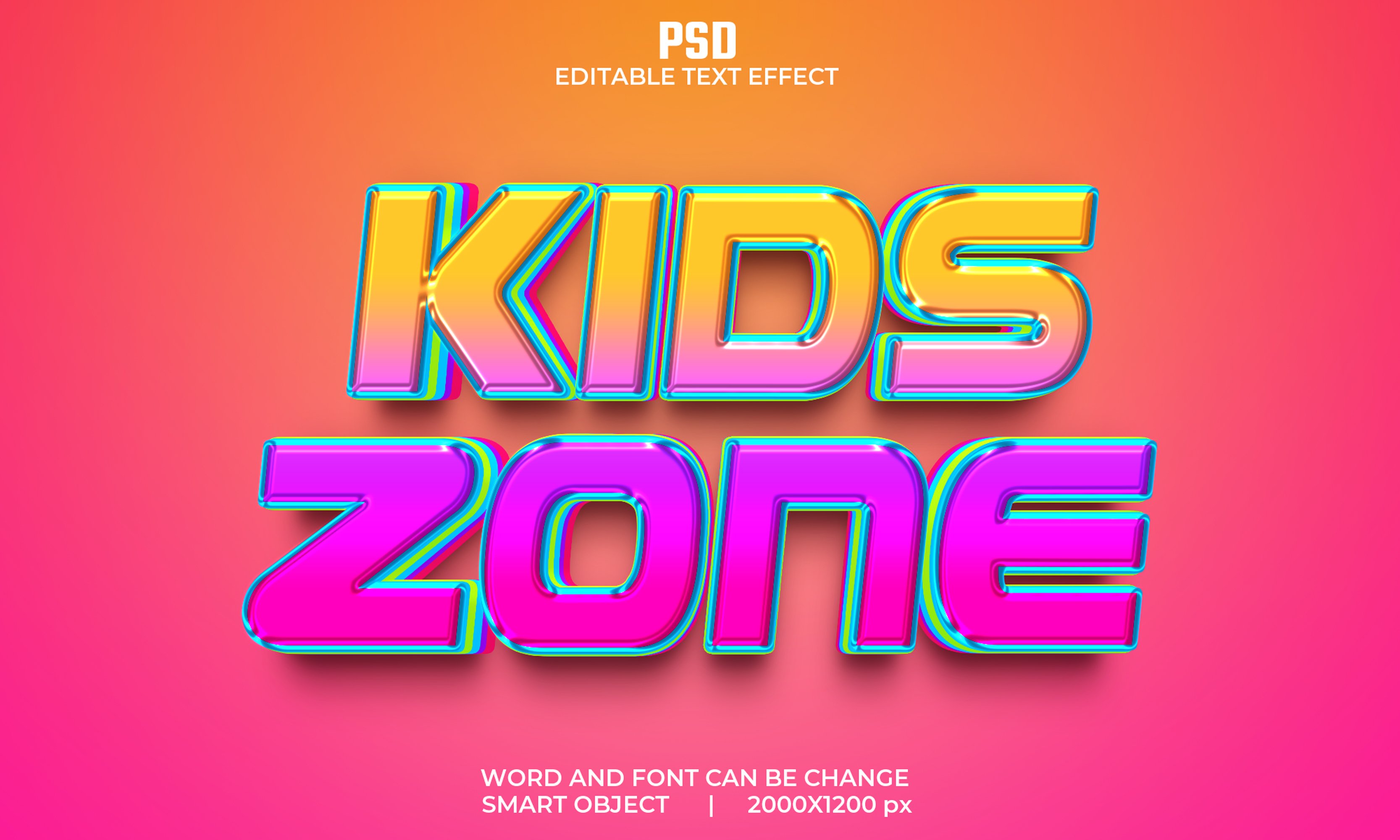 Kids Zone Editable Psd Text Effectcover image.