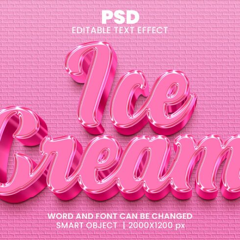 Ice cream Editable Psd Text Effectcover image.